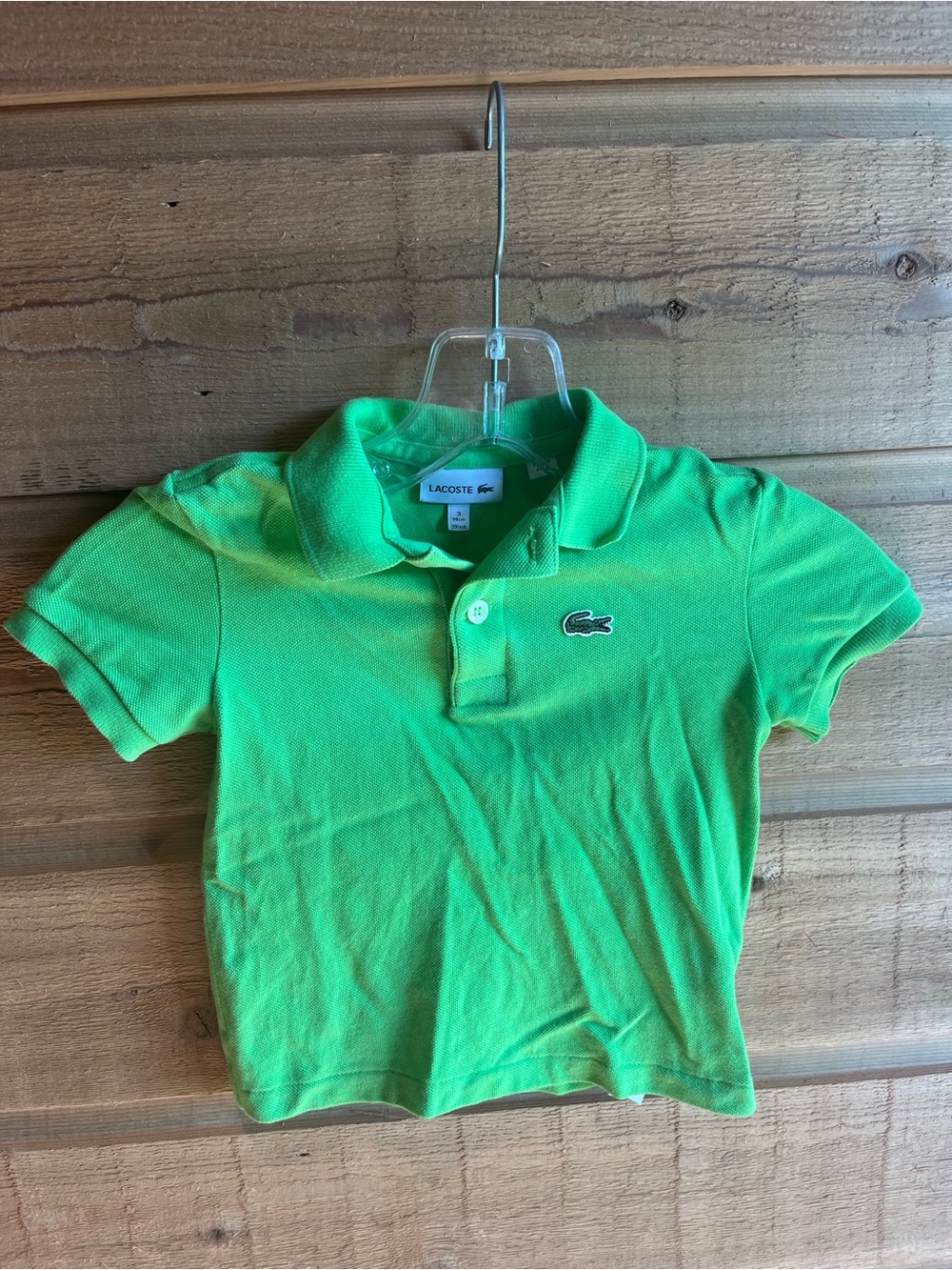 LACOSTE - Kids Bright Green Polo with Crocodile Logo 3T